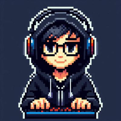 Pixel Art style image of a developer in a black hoodie